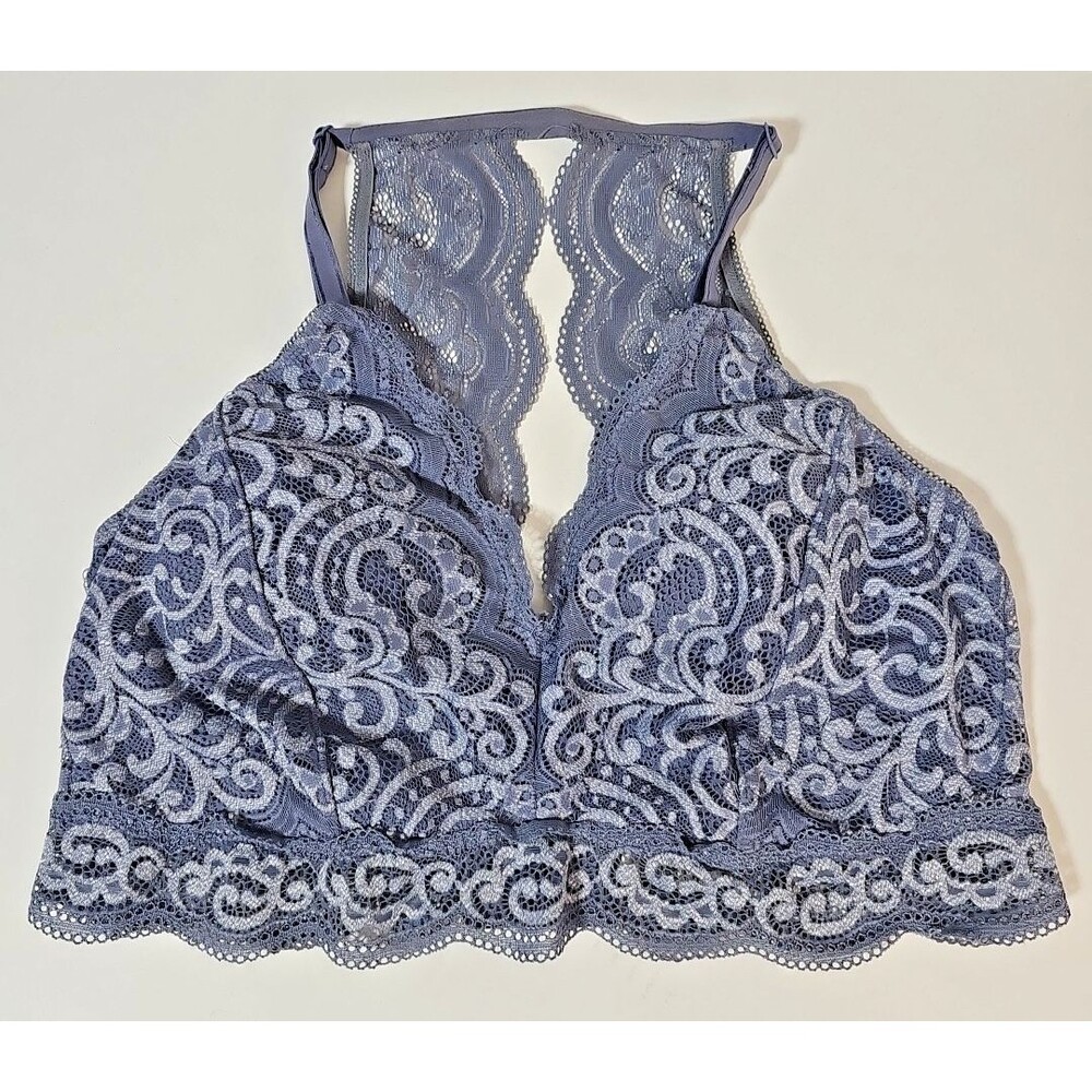 Soma Bralette Heather Lace Womens Large Wireless Removable Padding Lacy Back